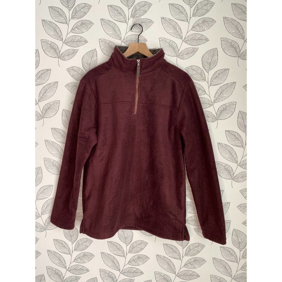 London Fog Burgundy Half Zip Fleece Lined Sweater, Size L - Picture 1 of 4